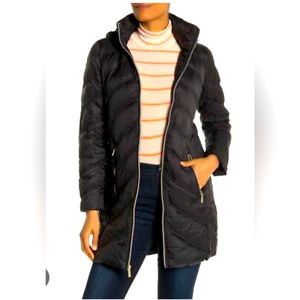 Michael Kors Black puffer long jacket with hoodie